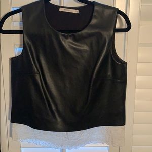 Bailey 44 Leather and white lace shirt